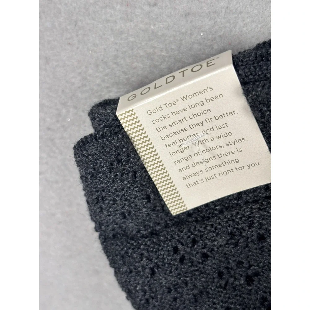 Gold Toe Knee High Socks Womens One Size Black Wool Blend Textured Thermal